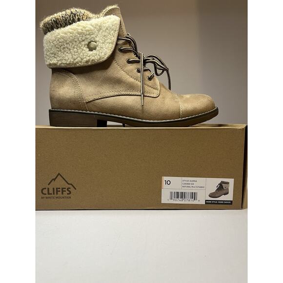 White Mountain Cliffs Winter Booties Lace-Up Size 10 Tan Worn Once - Picture 1 of 6